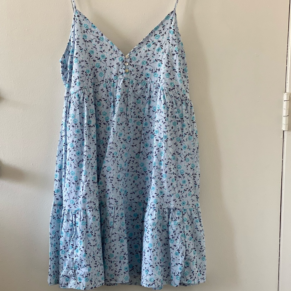 NEW SPRING FRESH COTTON MATERIAL LIGHT BLUE DRESS